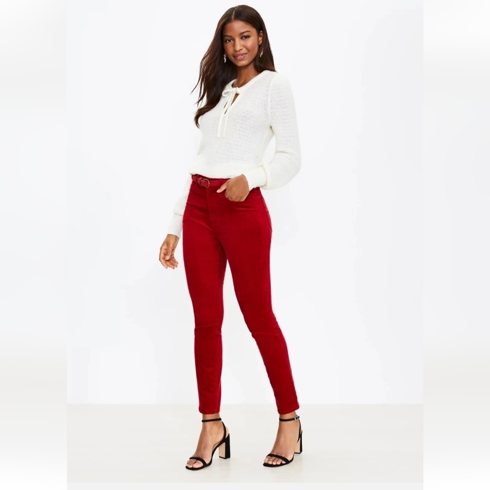 Loft Modern Straight Red Corduroy Pants